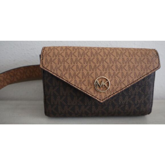 Michael Kors 556353C 235 Women Sz S/M Brown MK Logo Fanny Pack Waist Belt Bag - Picture 8 of 9